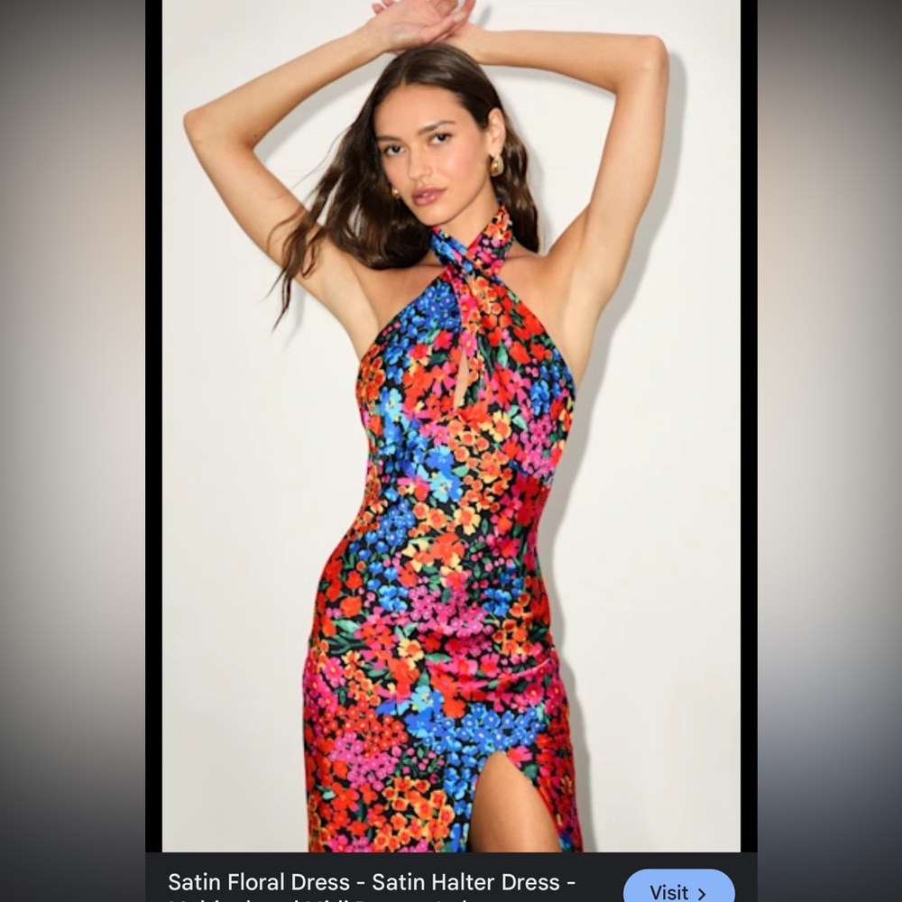 Lulu's Multicolor Floral Midi Dress